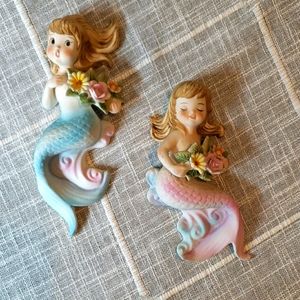 Two Vintage Lefton Wall Mermaids